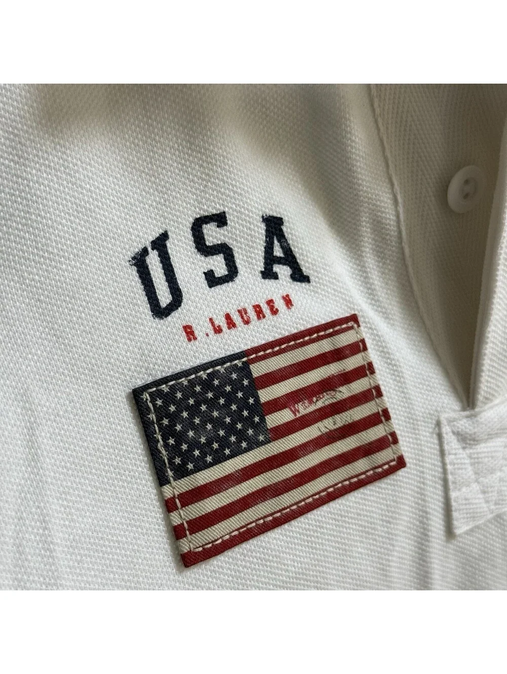 NWT Polo Ralph Lauren USA Big Pony Polo Shirt Youth Size 7 Unisex White